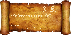 Körmendy Euniké névjegykártya